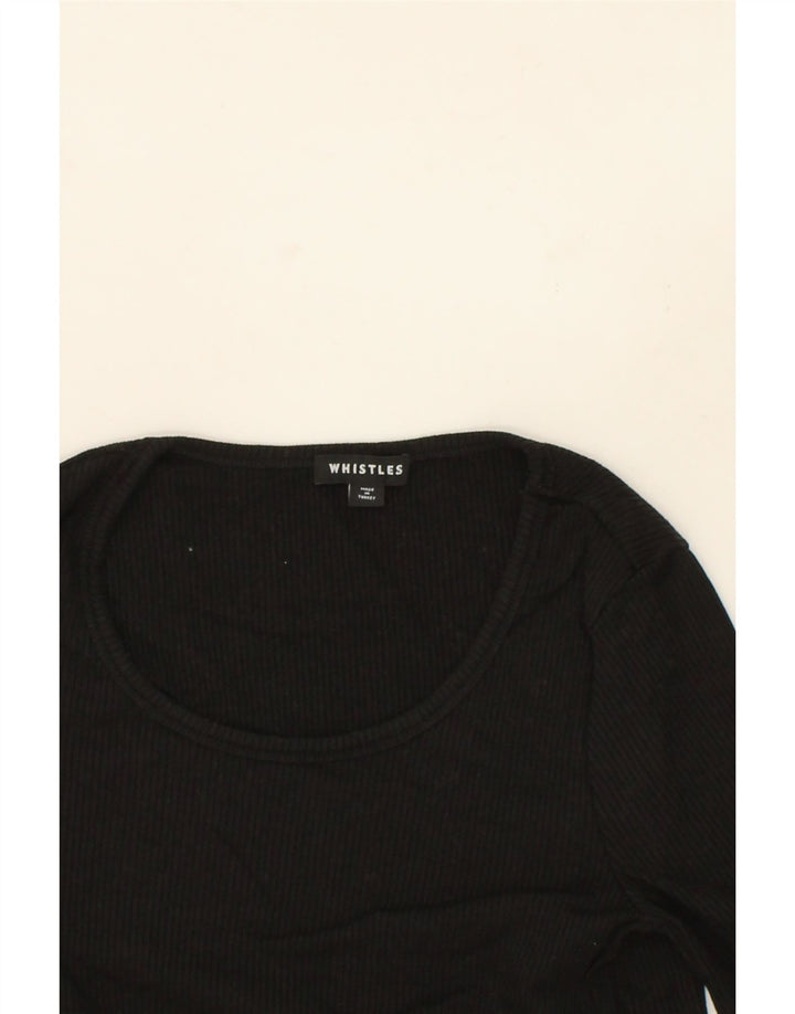 WHISTLES Womens Top Long Sleeve UK 10 Small Black Lyocell Vintage Whistles and Second-Hand Whistles from Messina Hembry 