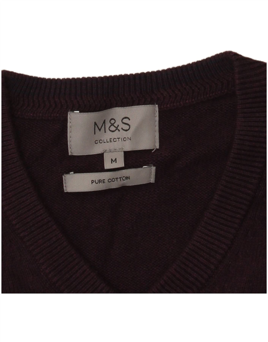 Marks & Spencer Mens V-Neck Jumper Sweater Medium Purple Cotton