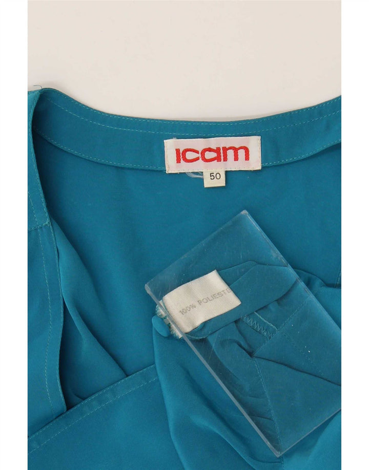 Icam Womens Crop Shirt Blouse IT 50 XL Blue Polyester