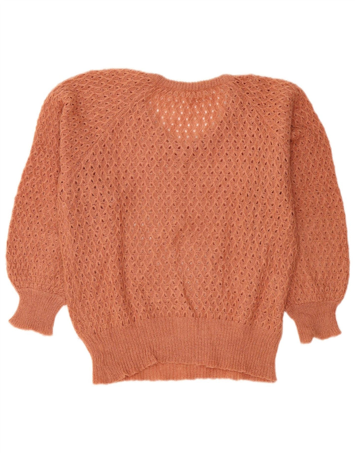 Vintage Dame V-hals sweater IT 42 Medium Brun