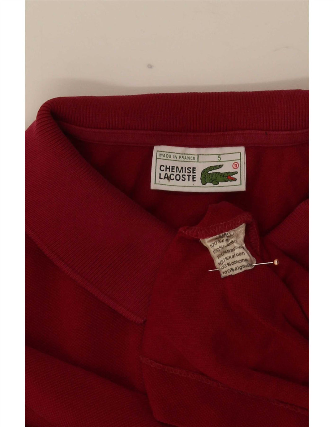 Lacoste Mens Polo Shirt Size 5 Large Red Cotton