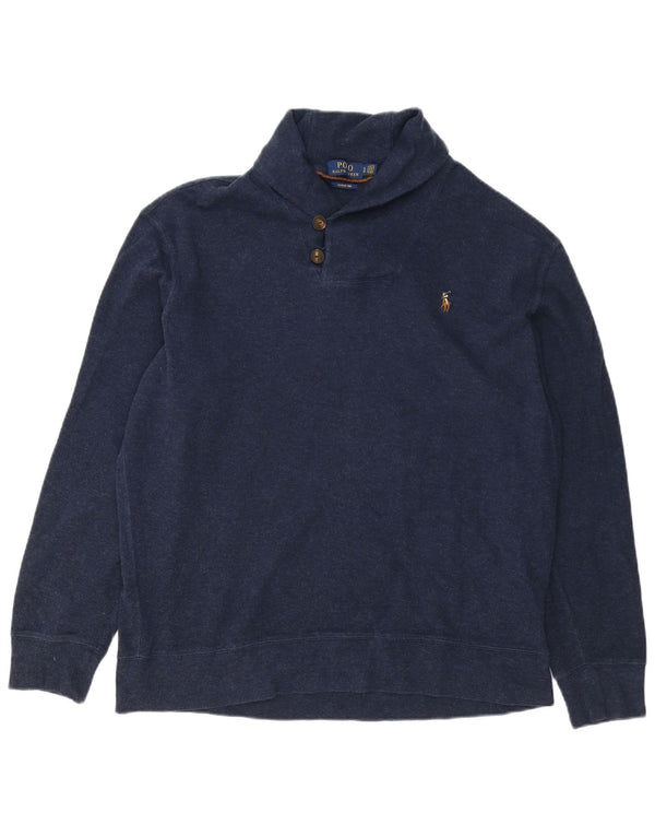 Polo Ralph Lauren Maglione da uomo con collo a scialle XL in cotone blu navy
