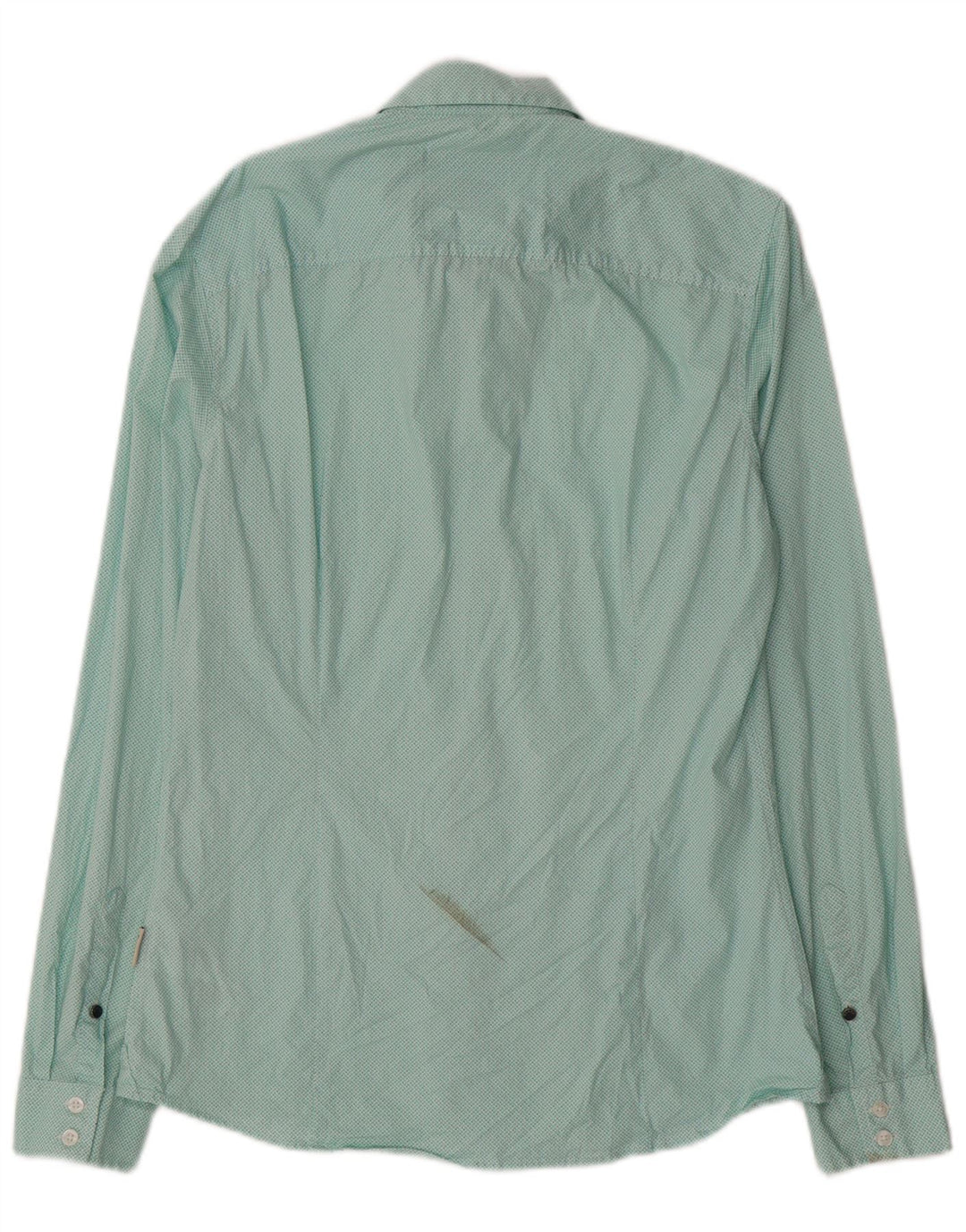 GUESS Mens Shirt Large Blue Spotted Cotton