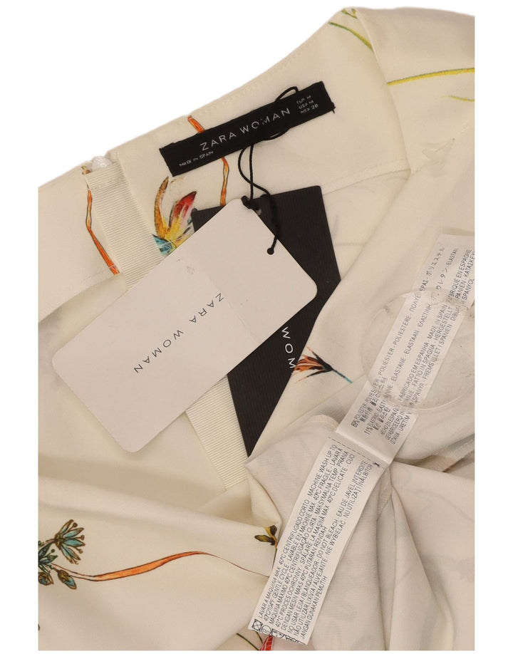 ZARA Womens Bodycon Dress UK 12 Medium White Floral Polyester