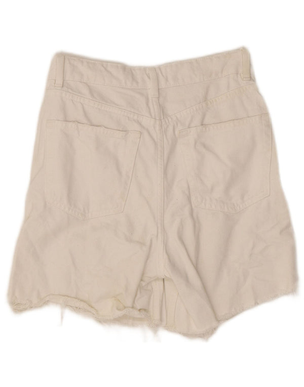 Zara Womens Distressed Denim Shorts EU 36 XS W26 Hvid Bomuld