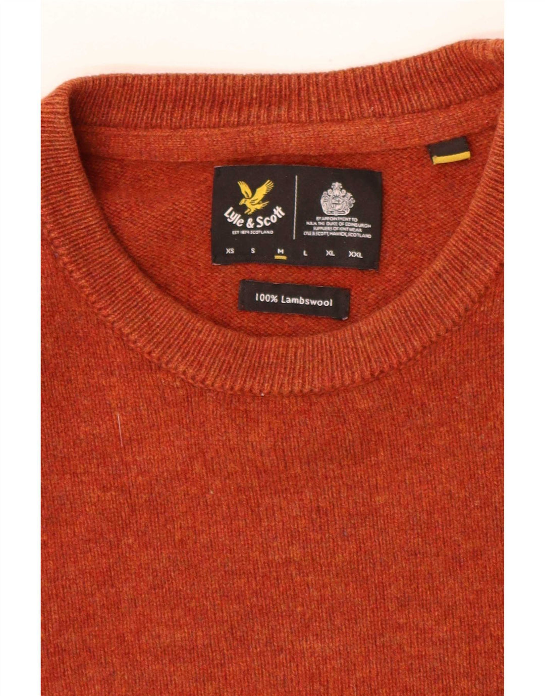 Lyle & Scott Mens Loose Fit Crew Neck Jumper Sweater Medium Orange