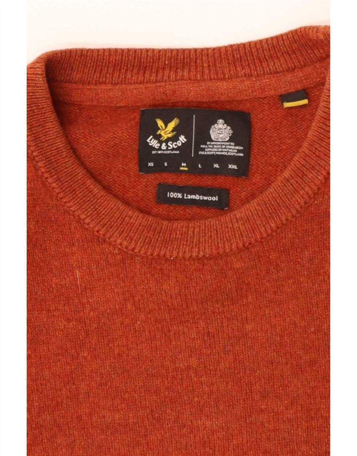 Lyle & Scott Mens Loose Fit Crew Neck Jumper Sweater Medium Orange