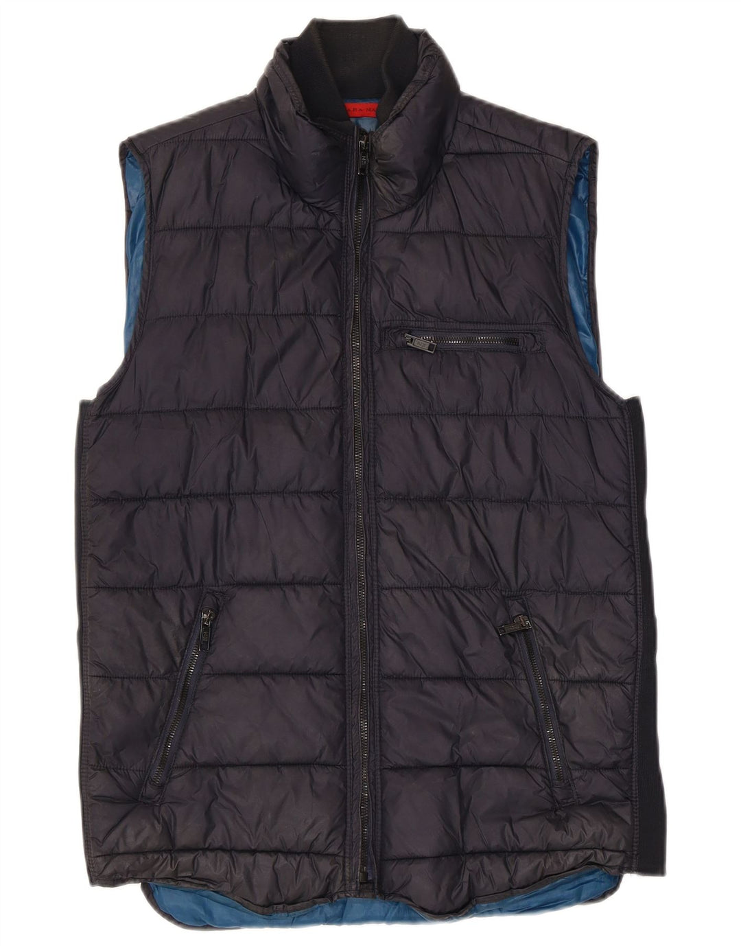 Zara Herren Wattierte Weste UK 38 Medium Marineblau Polyester