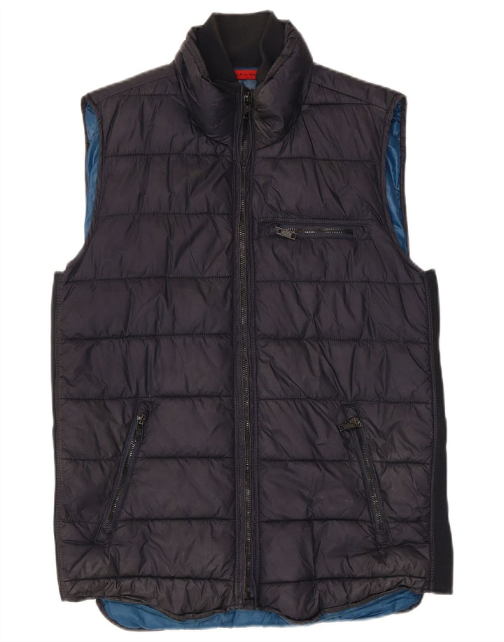 Zara Herren Wattierte Weste UK 38 Medium Marineblau Polyester