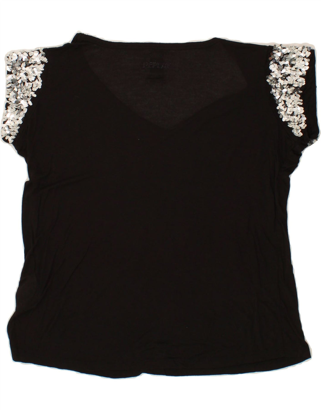 REPLAY Womens Oversized T-Shirt Top UK 10 Small Black Modal Vintage Replay and Second-Hand Replay from Messina Hembry 