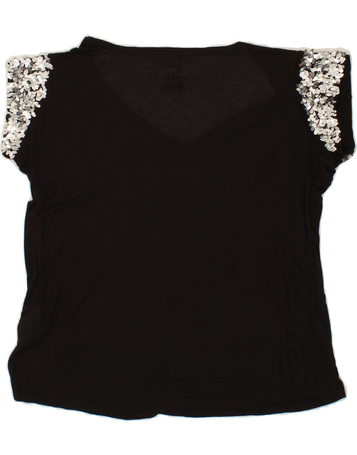 REPLAY Womens Oversized T-Shirt Top UK 10 Small Black Modal Vintage Replay and Second-Hand Replay from Messina Hembry 