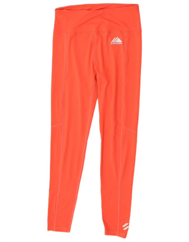 Superdry Womens Leggings UK 16 Large Orange Polyester