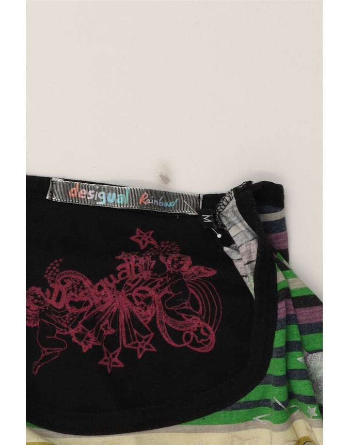 DESIGUAL Womens Graphic Top 3/4 Sleeve UK 14 Medium Multicoloured Striped Vintage Desigual and Second-Hand Desigual from Messina Hembry 