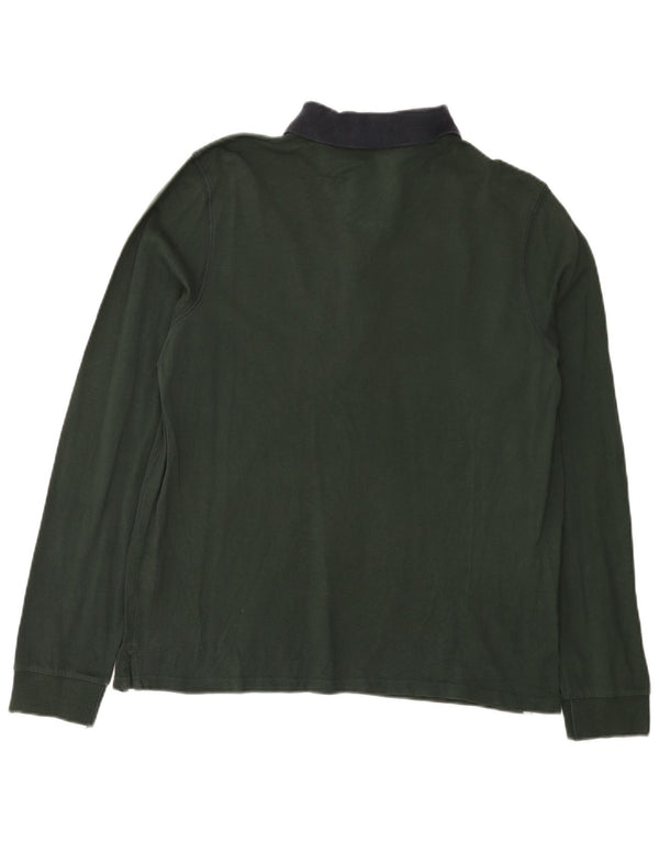 Kappa Mens Long Sleeve Polo Shirt Large Green Cotton