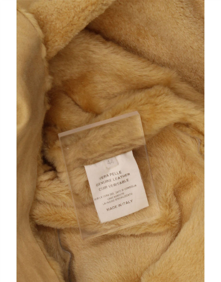 VINTAGE Womens Shearling Coat IT 44 Medium Beige Leather