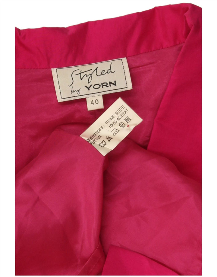 Yorn Womens 1 Button Blazer Jacket EU 40 Medium Pink Silk