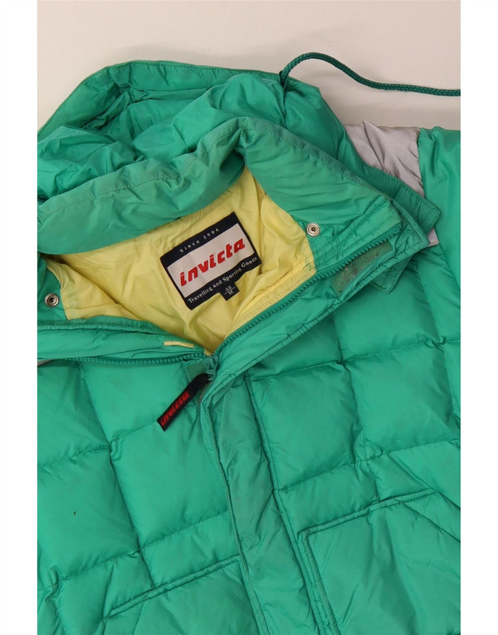 INVICTA Mens Hooded Padded Jacket IT 48 Medium Turquoise Colourblock Nylon