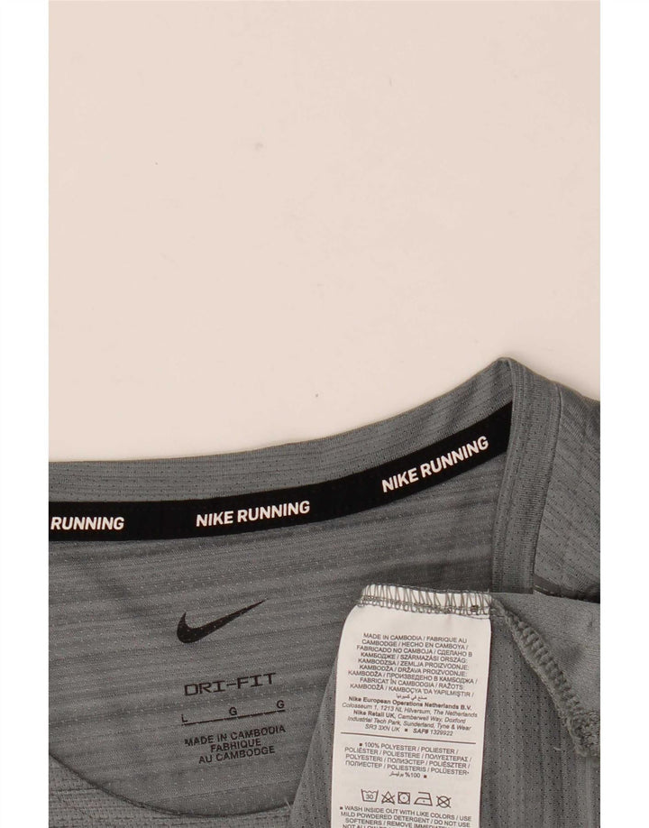 Nike Hommes Dri Fit T-Shirt Haut Large Gris Polyester
