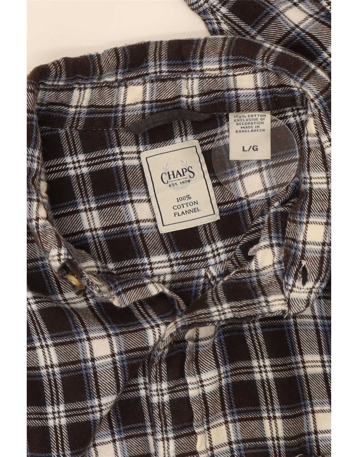 Chaps Camicia da uomo in flanella di cotone a quadri neri grandi