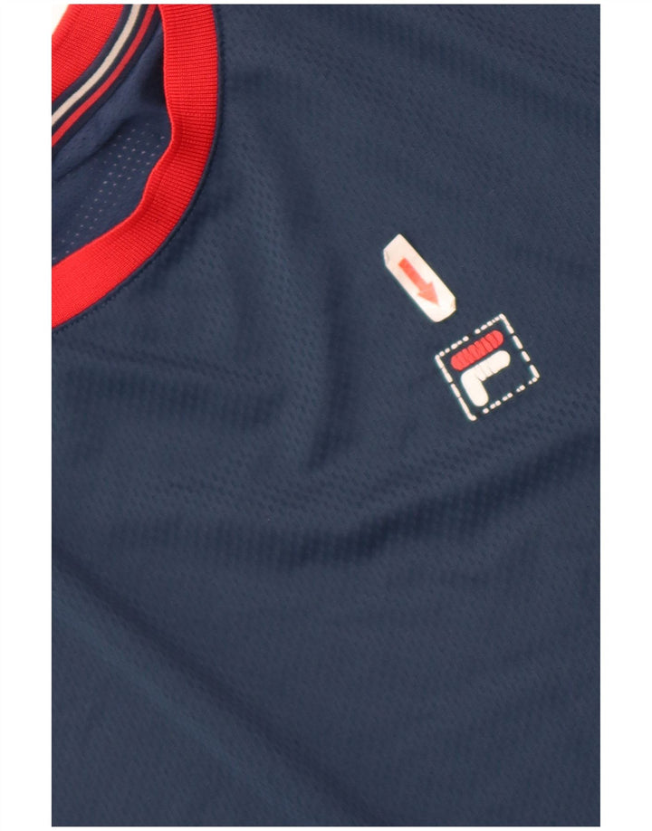 Fila Mens T-Shirt Top 2XL Navy Blue Colourblock Polyester