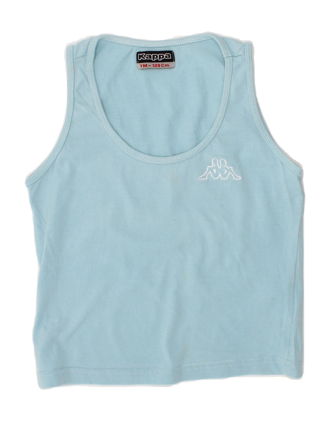 KAPPA Girls Vest Top 7-8 Years Medium Blue Cotton Vintage Kappa and Second-Hand Kappa from Messina Hembry 