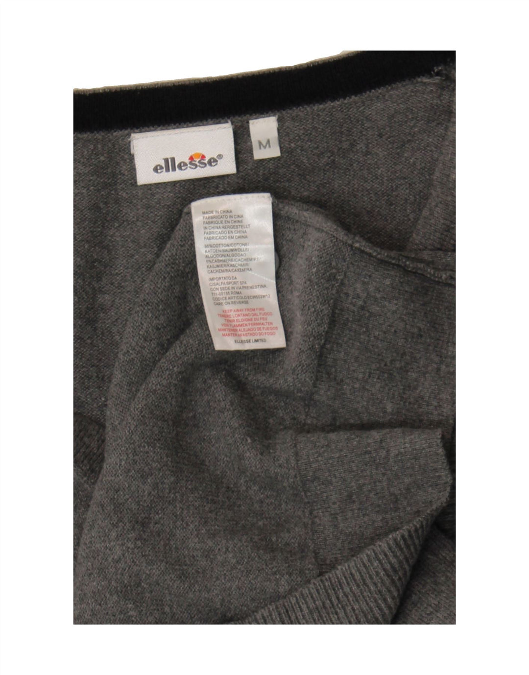 ELLESSE Womens Cardigan Sweater UK 14 Medium Grey Cotton Vintage Ellesse and Second-Hand Ellesse from Messina Hembry 