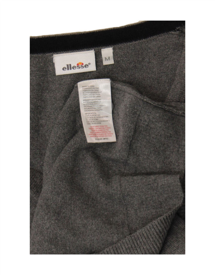 ELLESSE Womens Cardigan Sweater UK 14 Medium Grey Cotton Vintage Ellesse and Second-Hand Ellesse from Messina Hembry 