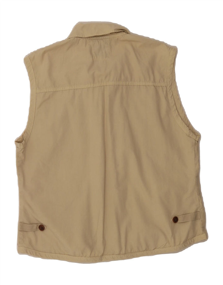VINTAGE Womens Oversized Utility Gilet IT 46 Large Beige Cotton Vintage Vintage and Second-Hand Vintage from Messina Hembry 