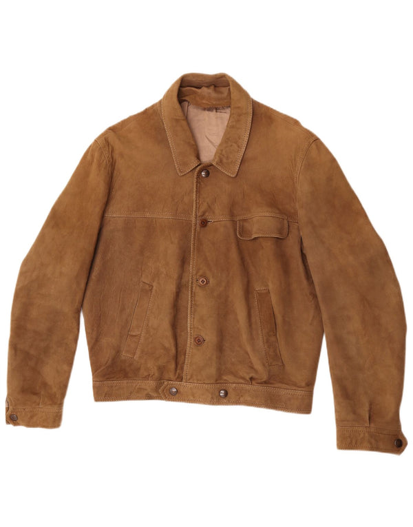 Vintage Mens Suede Jacket IT 50 Large Brown