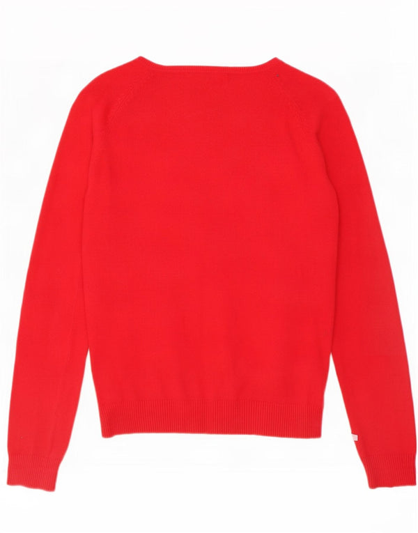 Zara Womens Cardigan Sweater UK 14 Large Red Cotton