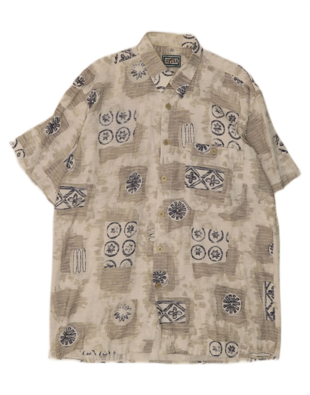 CATTANI Mens Short Sleeve Shirt Size 41/42 Large Grey Geometric Vintage Cattani and Second-Hand Cattani from Messina Hembry 