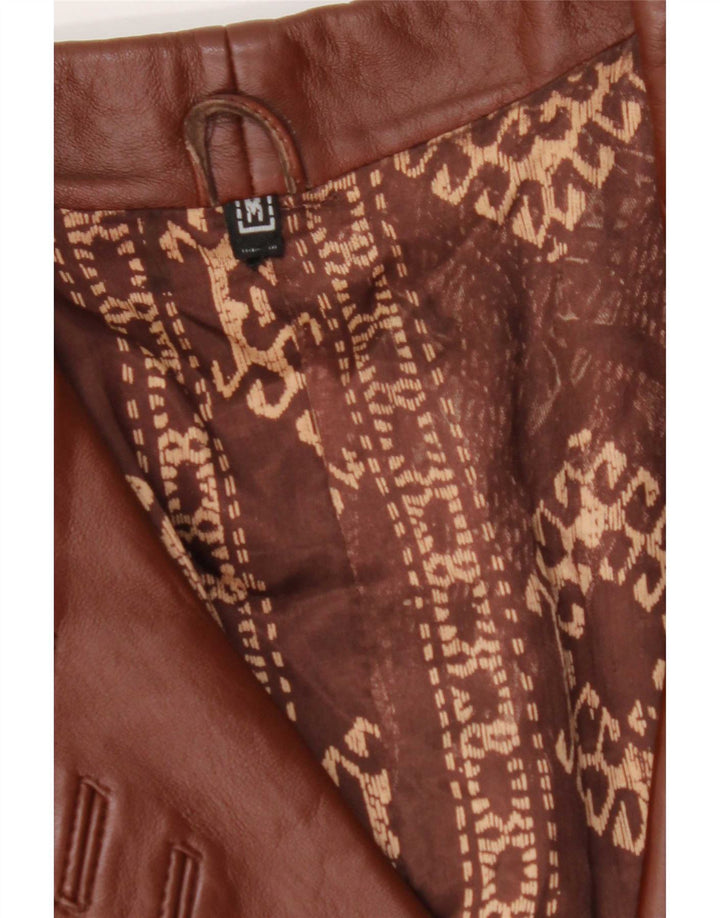 Vintage Womens Oversized Leather Coat UK 14 Medium Brown Leather