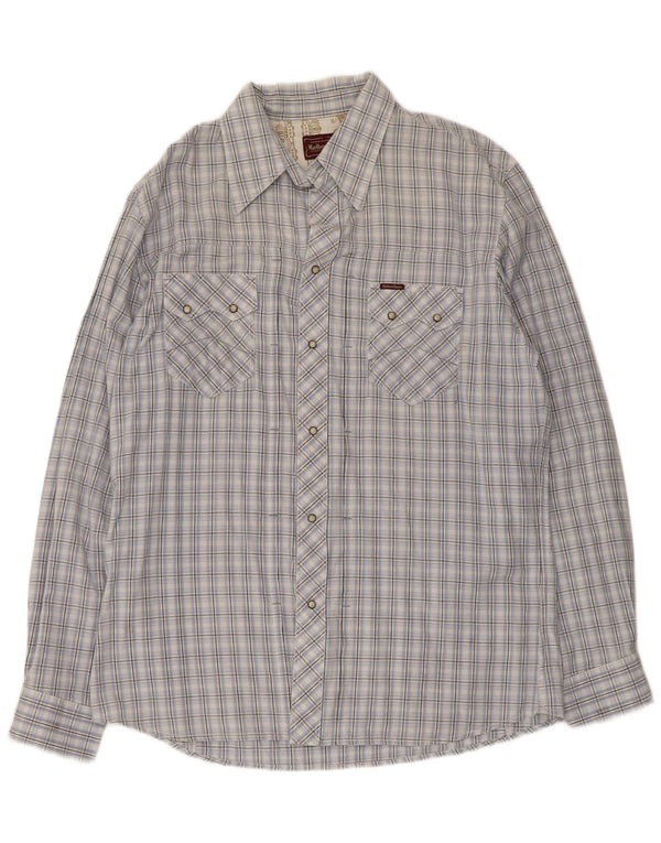 Marlboro Classics Herrenhemd 2XL, blau kariert, Baumwolle