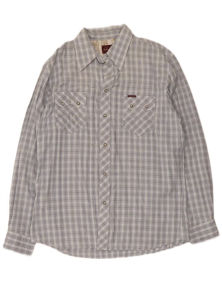 Marlboro Classics Herrenhemd 2XL, blau kariert, Baumwolle