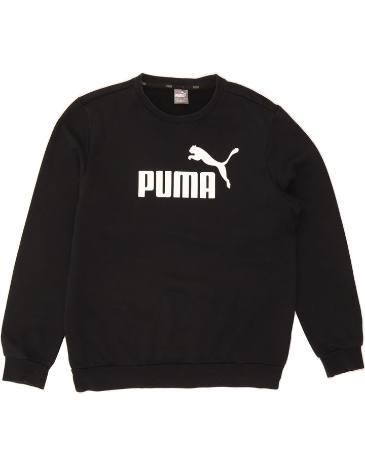 PUMA Mens Graphic Sweatshirt Jumper Large Black Cotton Vintage Puma and Second-Hand Puma from Messina Hembry 
