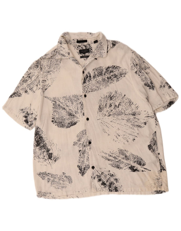 Ted Baker Herren-Kurzarmhemd mit entspannter Passform, Größe 5 XL, weißes Blumenmuster
