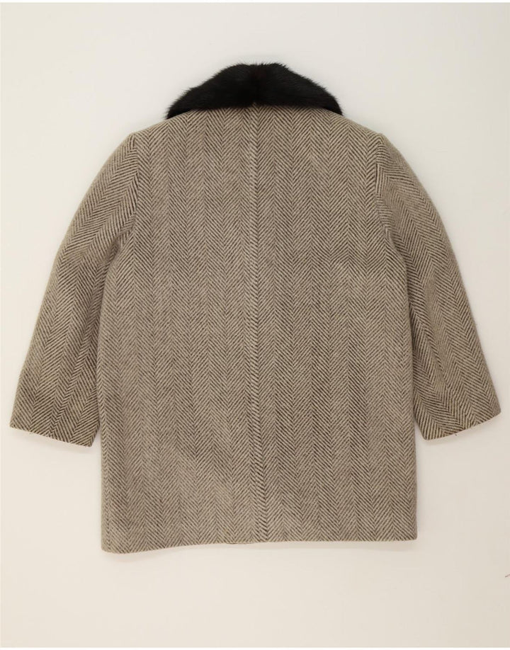 AREZIA Womens Double Breasted Coat UK 22 3XL Grey Herringbone Wool Vintage Arezia and Second-Hand Arezia from Messina Hembry 