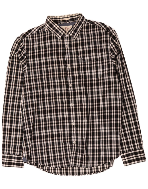 Penguin Mens Heritage Slim Fit Shirt Large Black Check Cotton