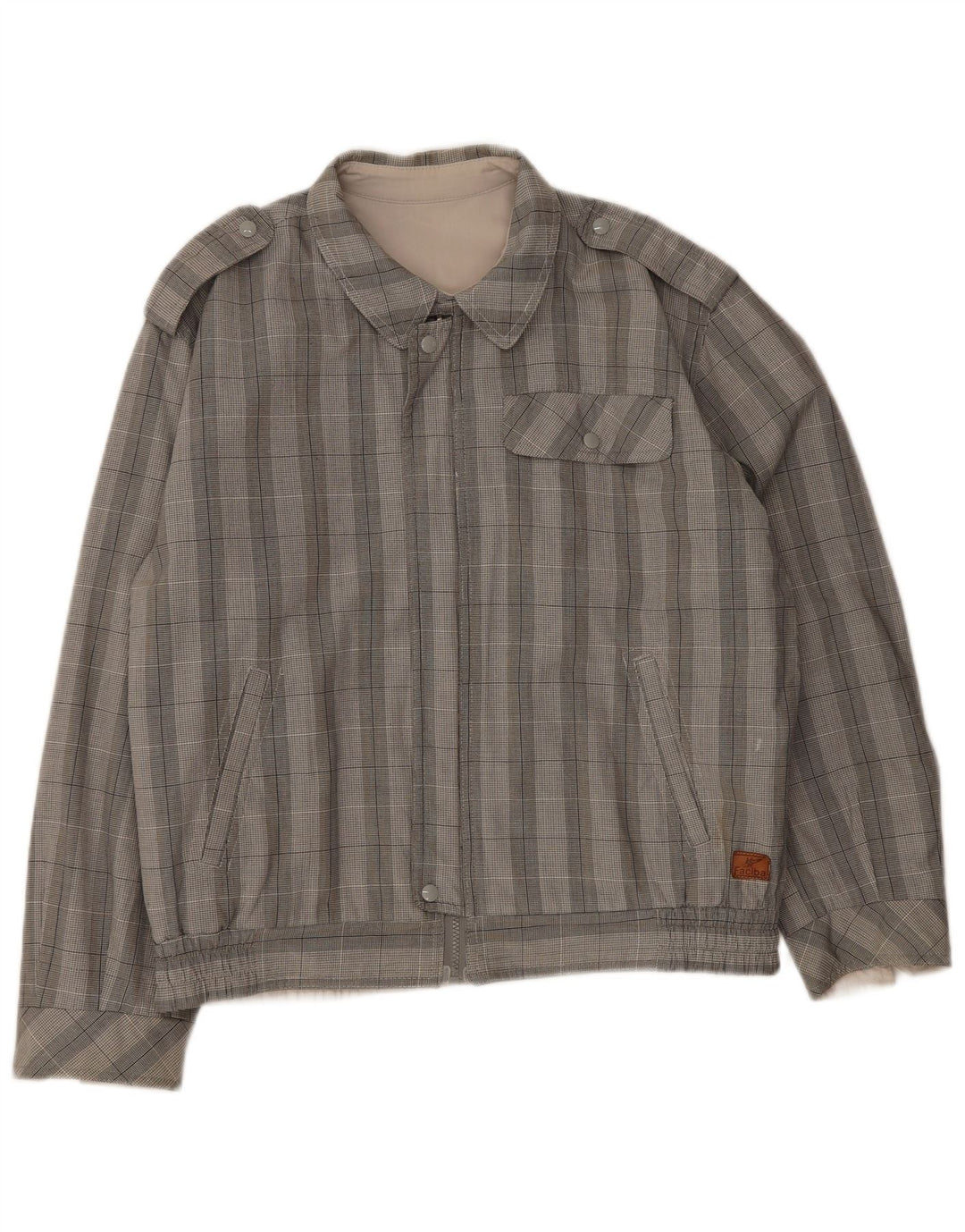 Faciba Chaqueta Bomber Militar para Hombre UK 38 Medium Grey Check