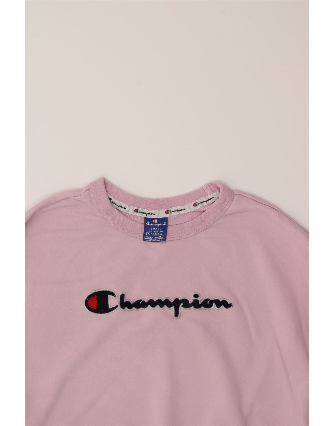 CHAMPION Womens Oversized Graphic Sweatshirt Jumper UK 10 Small Pink Vintage Champion and Second-Hand Champion from Messina Hembry 
