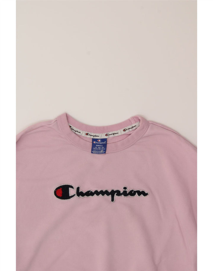 CHAMPION Womens Oversized Graphic Sweatshirt Jumper UK 10 Small Pink Vintage Champion and Second-Hand Champion from Messina Hembry 