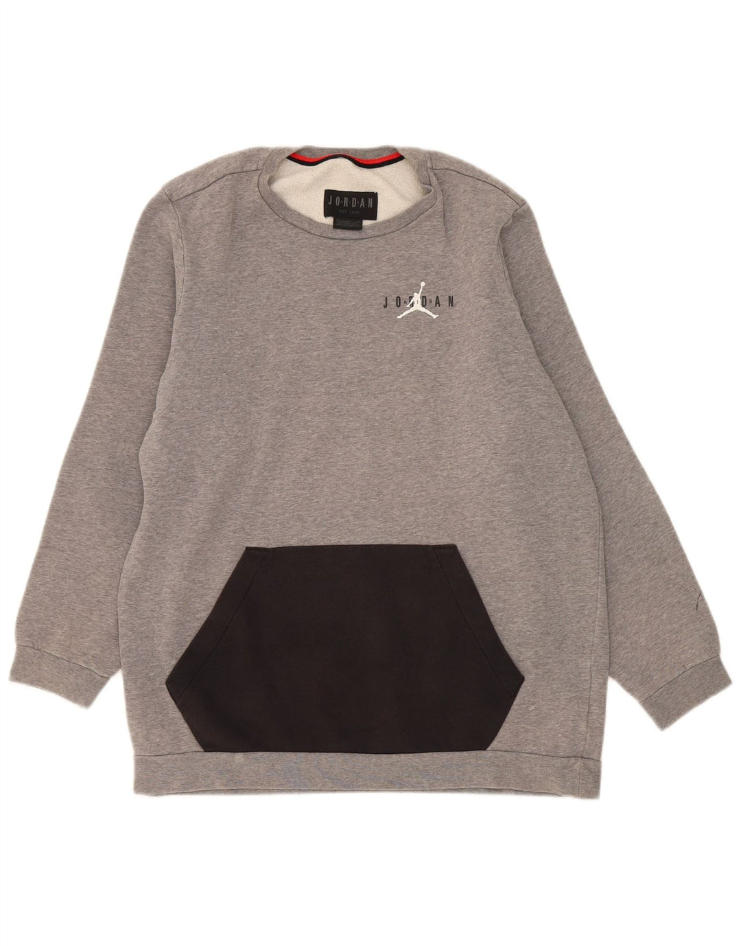 Jordan Mens Graphic Sweatshirt Jumper Large Grey Colourblock Cotton