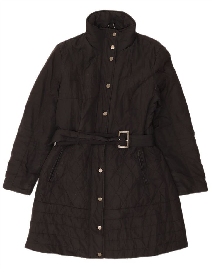 M&Co Womens Quilted Overcoat UK 14 Large Black