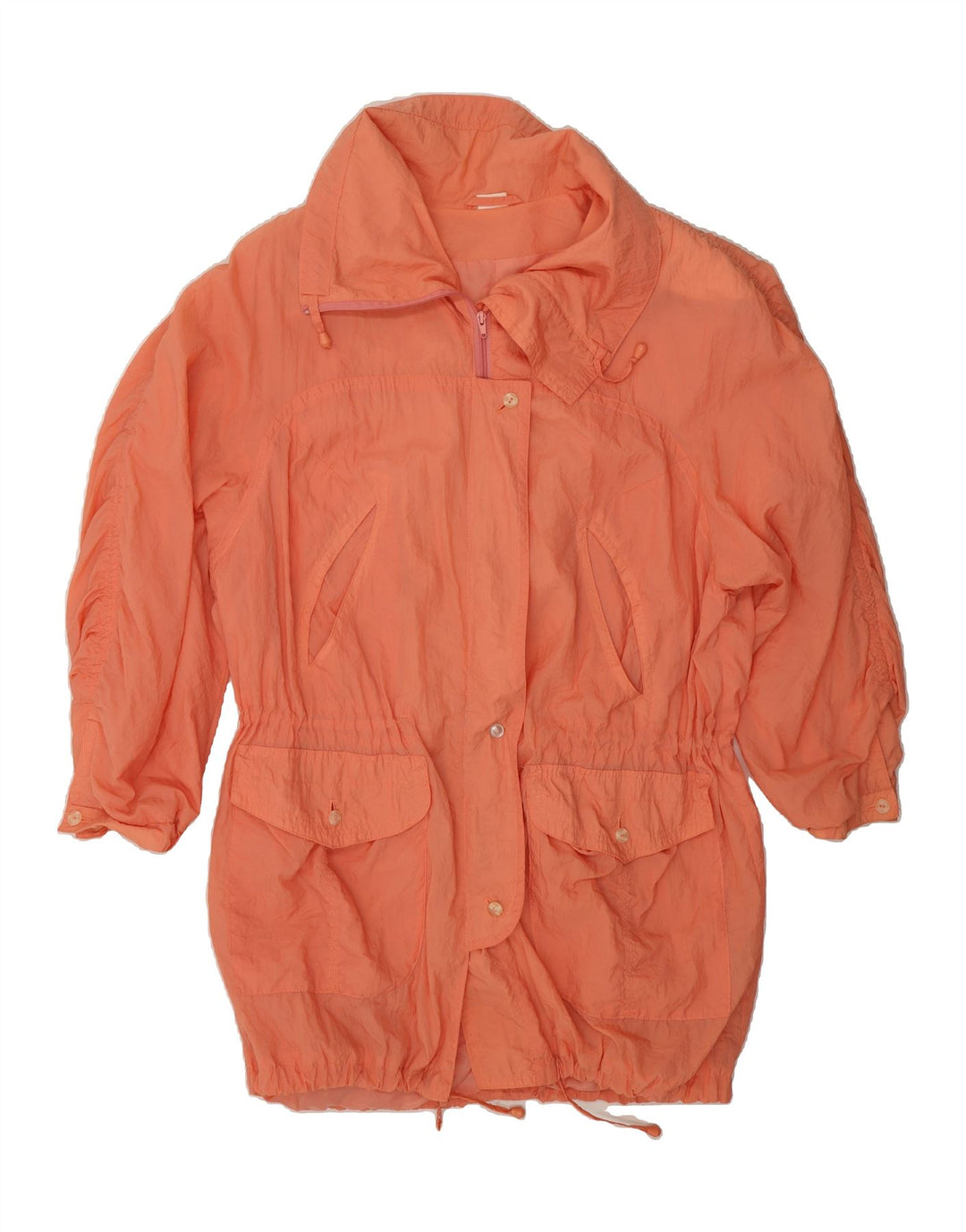 VINTAGE Womens Rain Jacket EU 46 XL Orange Nylon Vintage Vintage and Second-Hand Vintage from Messina Hembry 