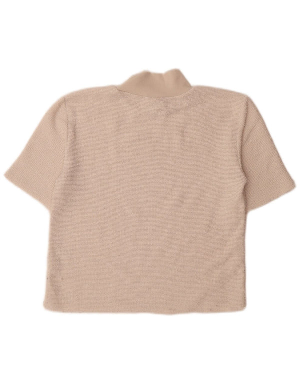 Zara Damen T-Shirt Top UK 12 Medium Off White Polyester
