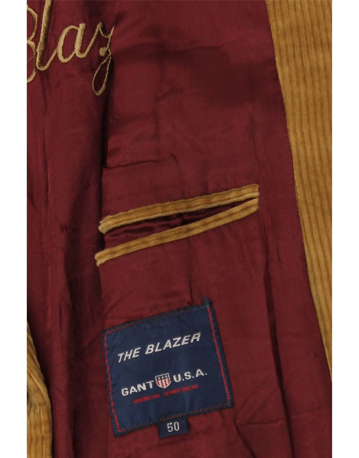 Gant Mens 3 Button Corduroy Blazer Jacket IT 50 Large Beige Cotton