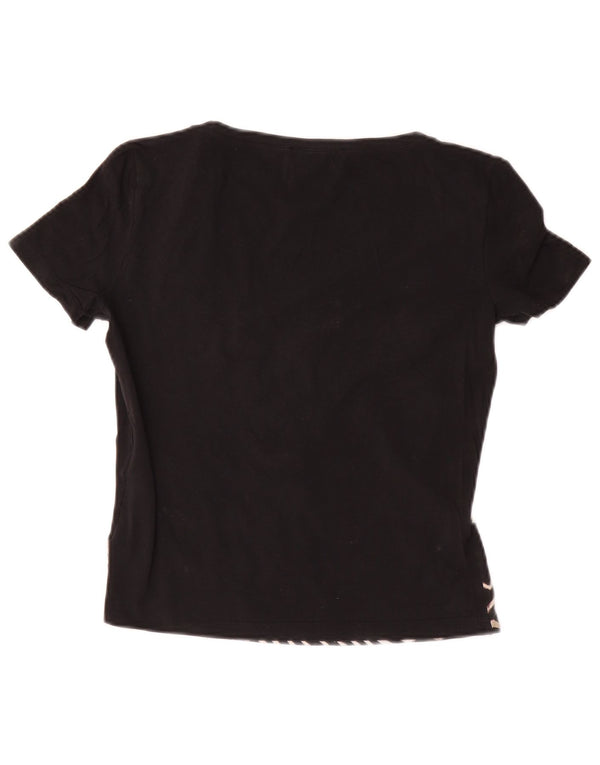 Marella Camiseta gráfica para mujer Top UK 10 Small Black Geométrico Algodón