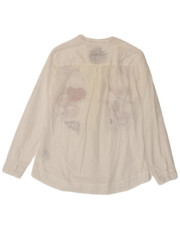 Desigual Damen Grafik-Langarmblusenoberteil UK 14 Large White Floral