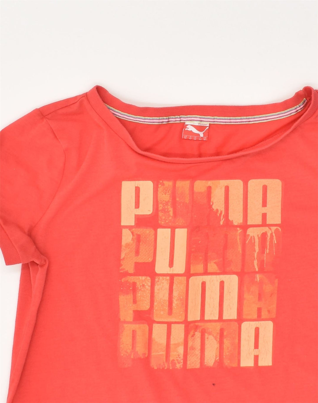 PUMA Womens Graphic T-Shirt Top UK 16 Large Orange | Vintage Puma | Thrift | Second-Hand Puma | Used Clothing | Messina Hembry 