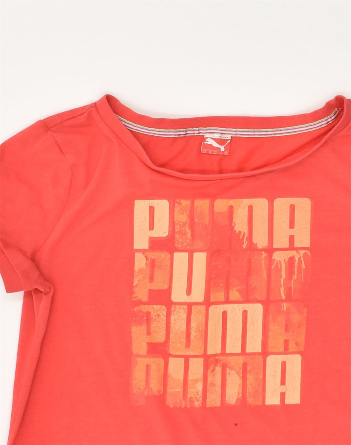 PUMA Womens Graphic T-Shirt Top UK 16 Large Orange | Vintage Puma | Thrift | Second-Hand Puma | Used Clothing | Messina Hembry 